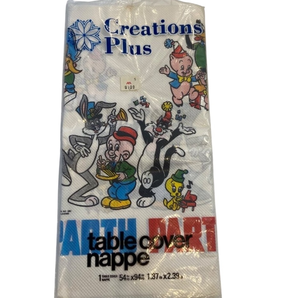 Rare Vintage 1981 Warner Bros. Looney Tunes Table Cover 54"x94" By Creations Plu